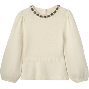 Rebecca Taylor Embellished Peplum Pullover Sweater
